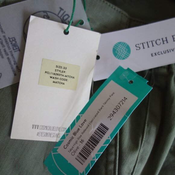 NWT COSMIC BLUE LOVE Matcha Green Crop Pants – Sz 33 - Picture 5 of 6